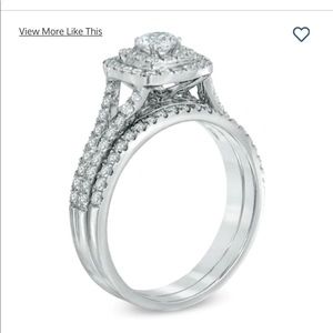 1 CT total weight diamond engagement ring set with wedding band.